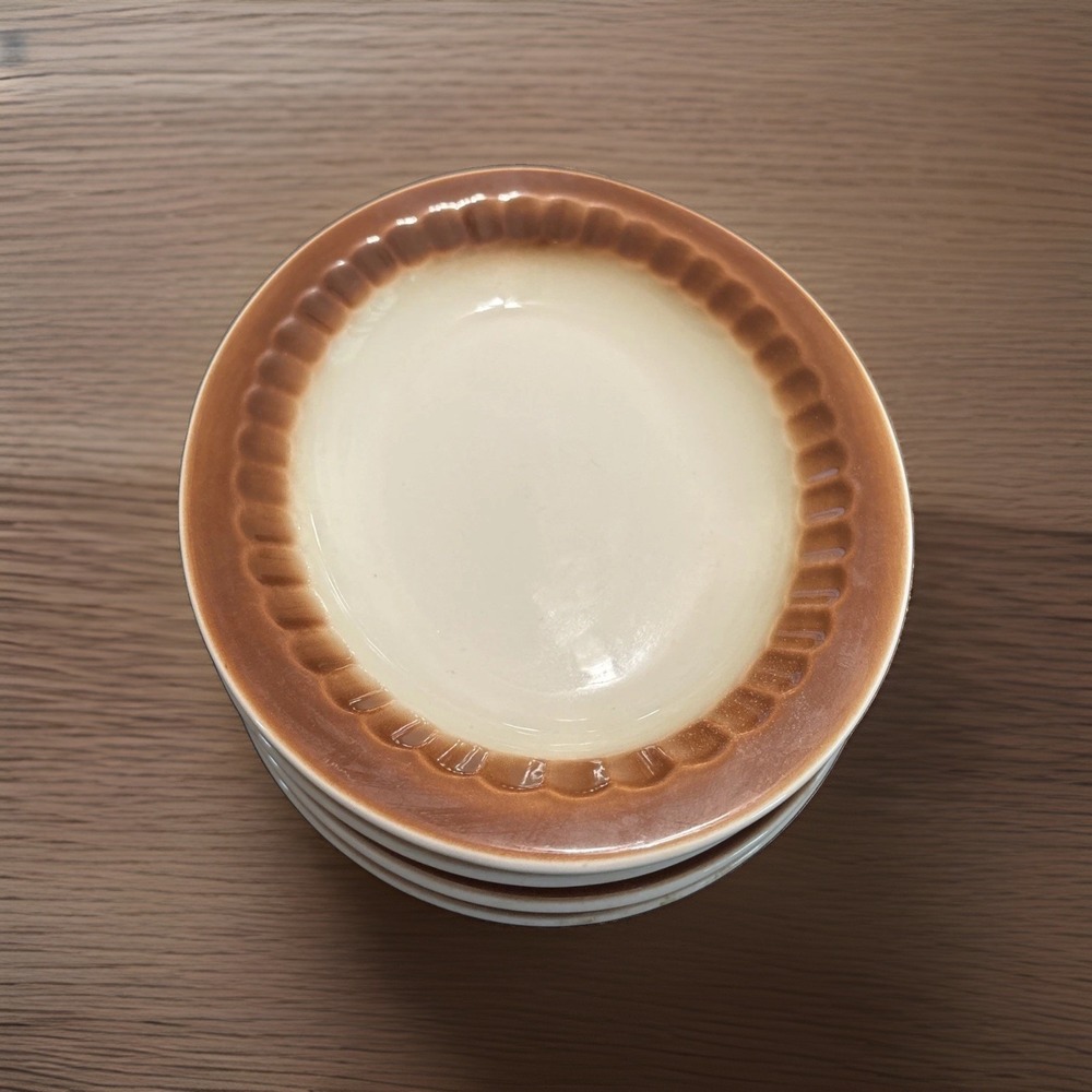 Vintage Mayer China 10x8 Oval Platters Lot 4 Brown Fluted Rim 1973 1974